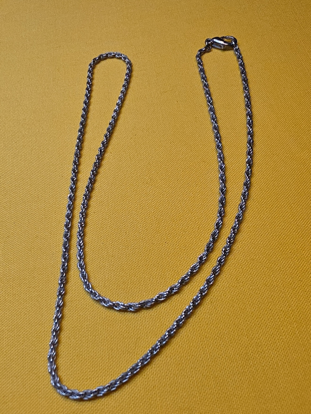 Silver Tone Diamond Cut Rope Chain Necklace 21" Length